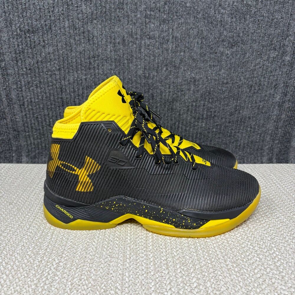 Under Armour Curry 2.5 Taxi Black Yellow Basketball Shoes Mens 9.5 1274425-005